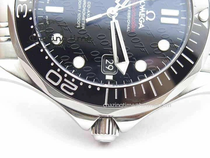 0123 Seamaster 300M 007 SS MK 1:1 Best Edition Black 007 Dial Ceramic Bezel On SS Bracelet A EasyCare 8178